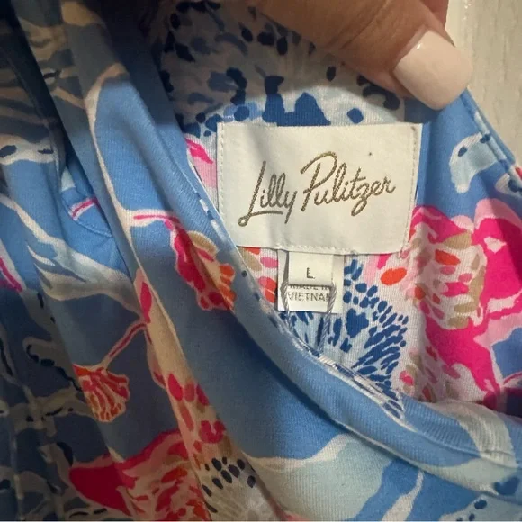 Lilly Pulitzer Blue One-Shoulder Floral Midi Dress - Picture 6 of 9